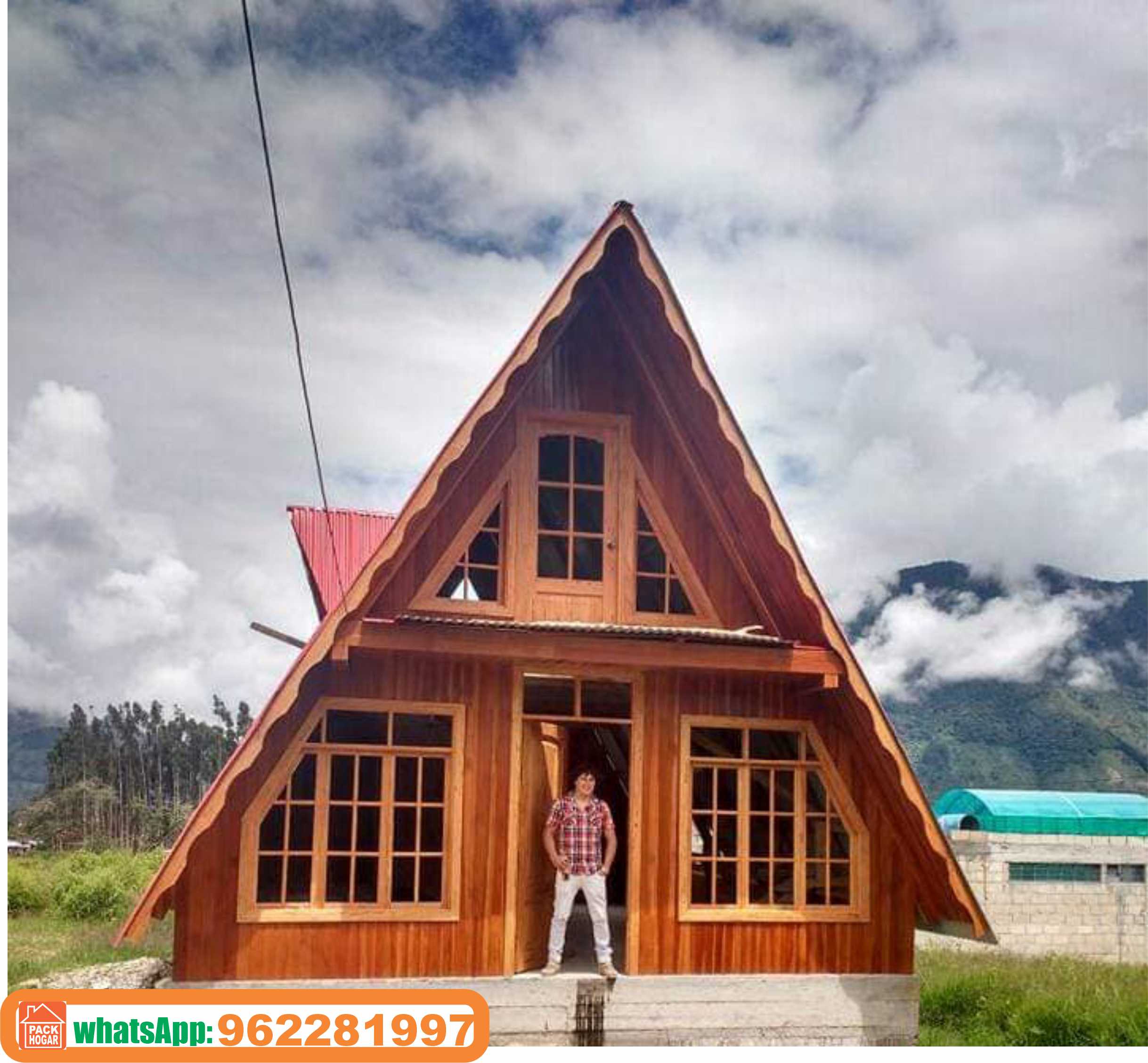 Casa cabaña de campo modelo alpina/piramidal construida con madera Perú - 2022